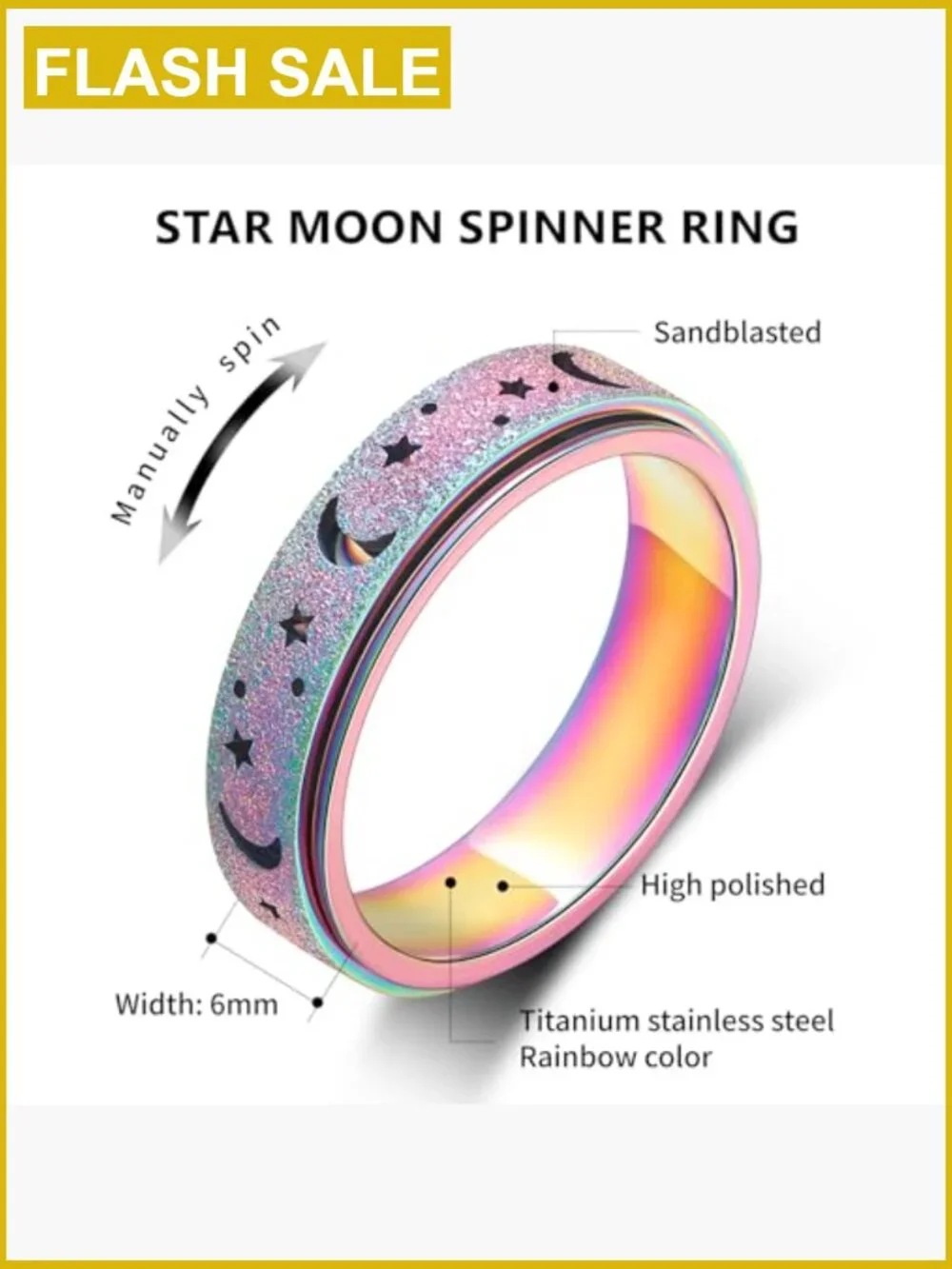 Stainless Steel Spinner Ring for Stress Relief Fidget Toy